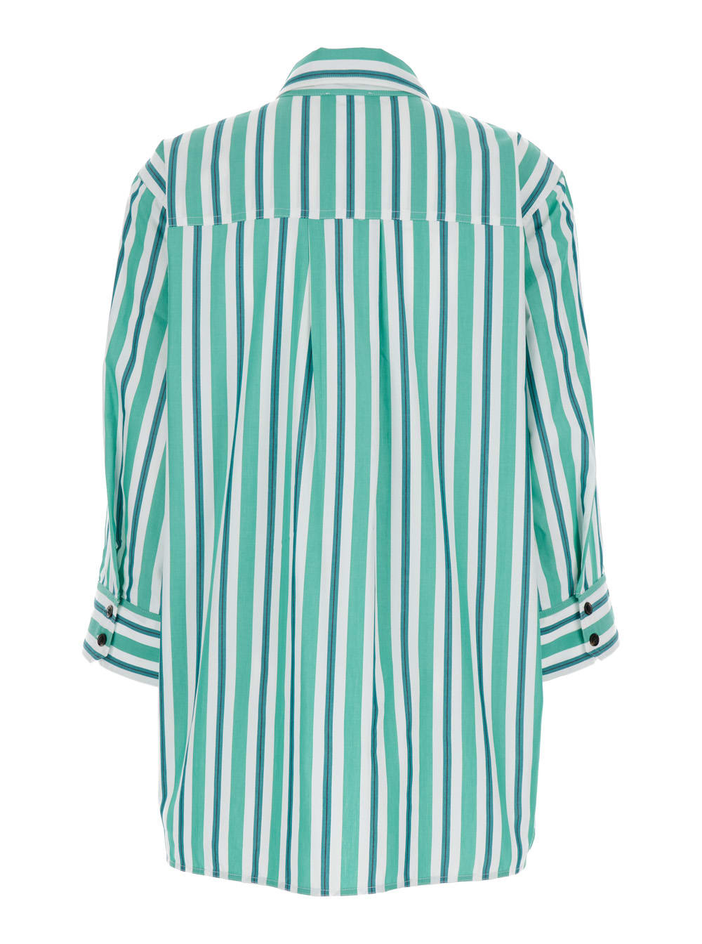 Green Striped Shirt In Organic Cotton Woman