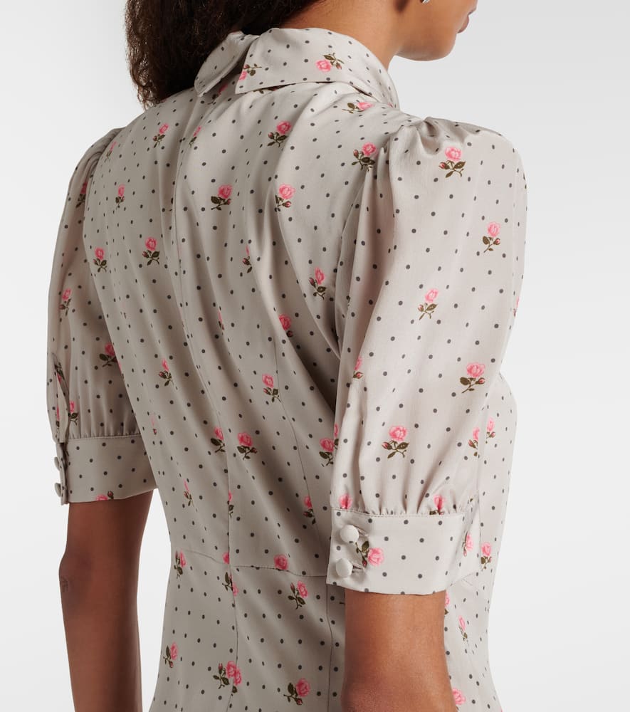 Floral polka-dot silk maxi dress