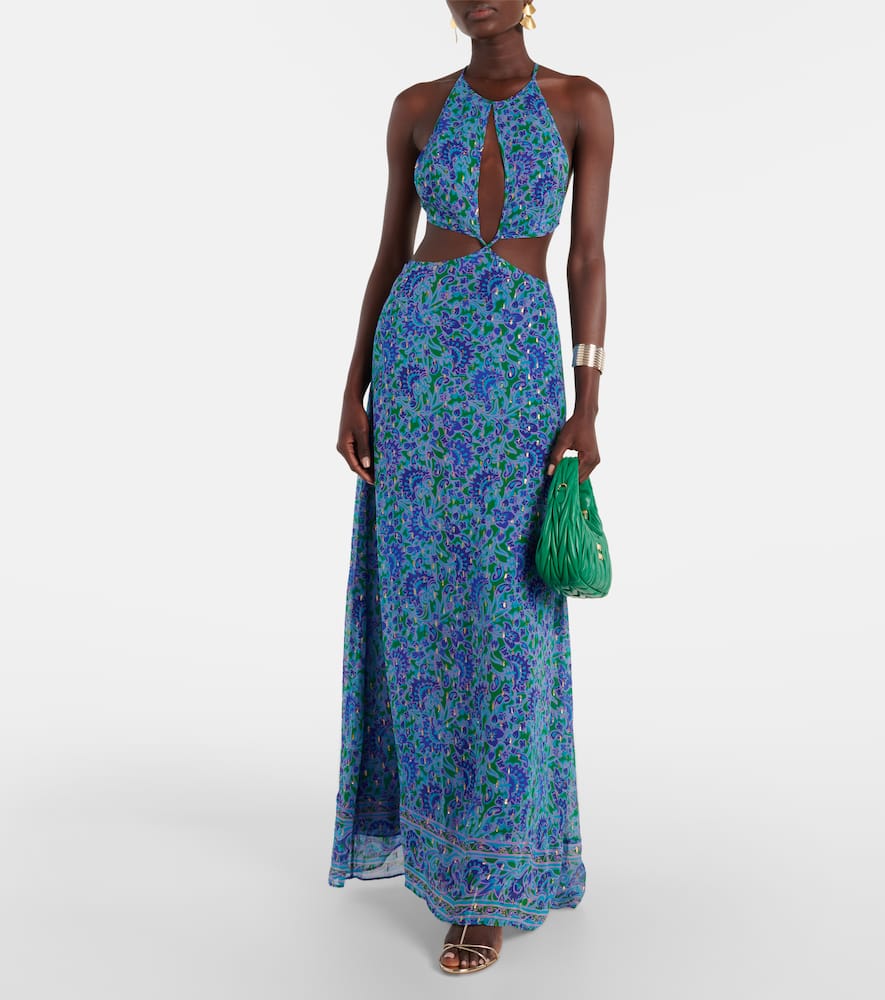 Rixo Lenny printed cutout maxi dress