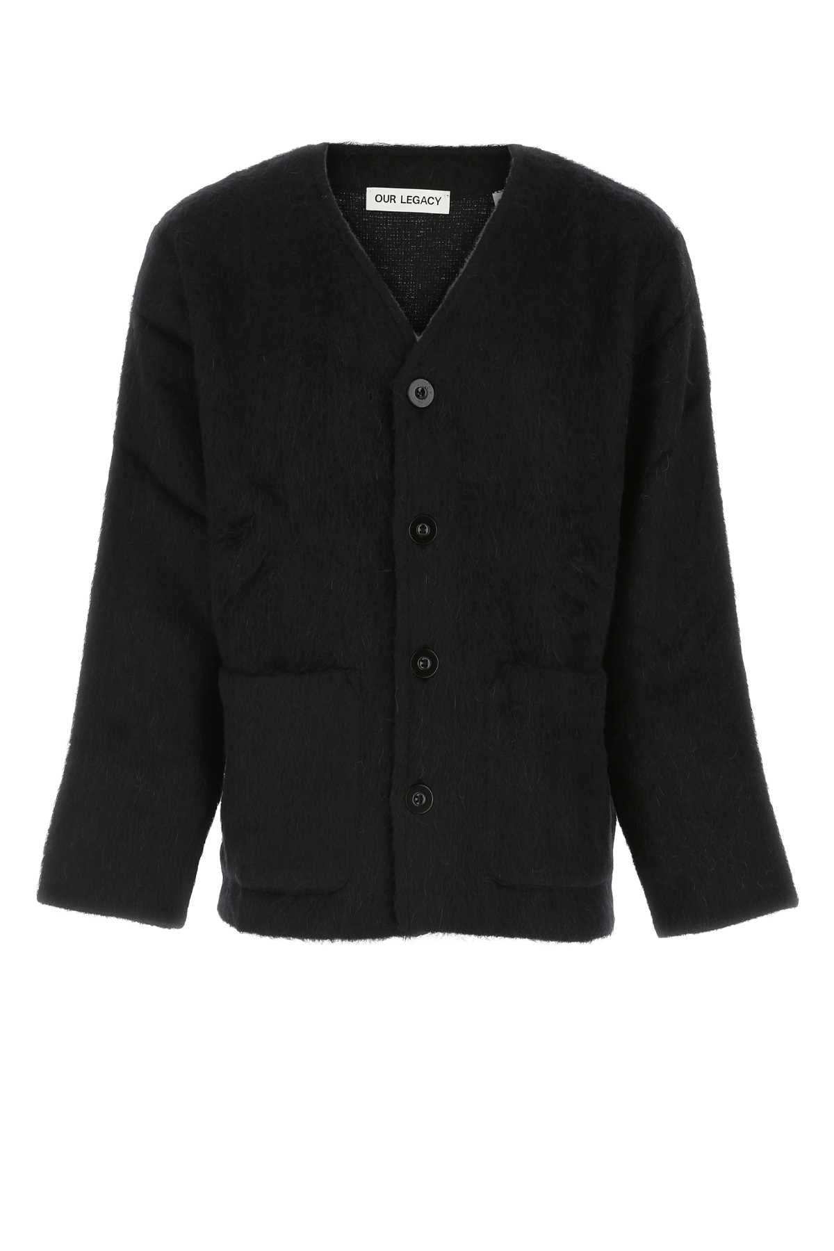 Wool Blend Cardigan — Black