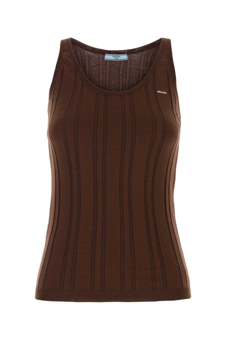 Prada - ribbed knit tank top scoop neckline