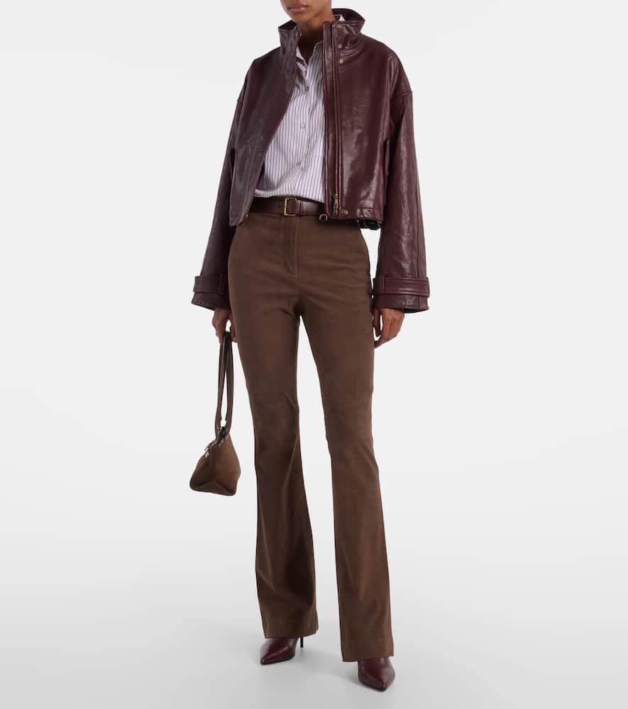 Gracie high-rise suede flared pants