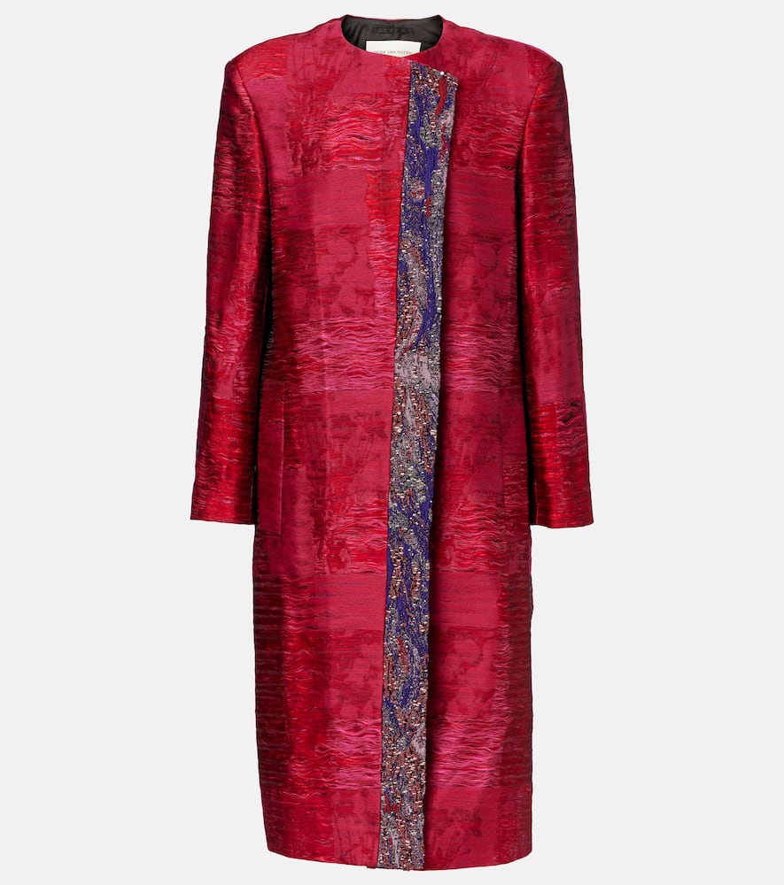 Cotton-blend jacquard coat