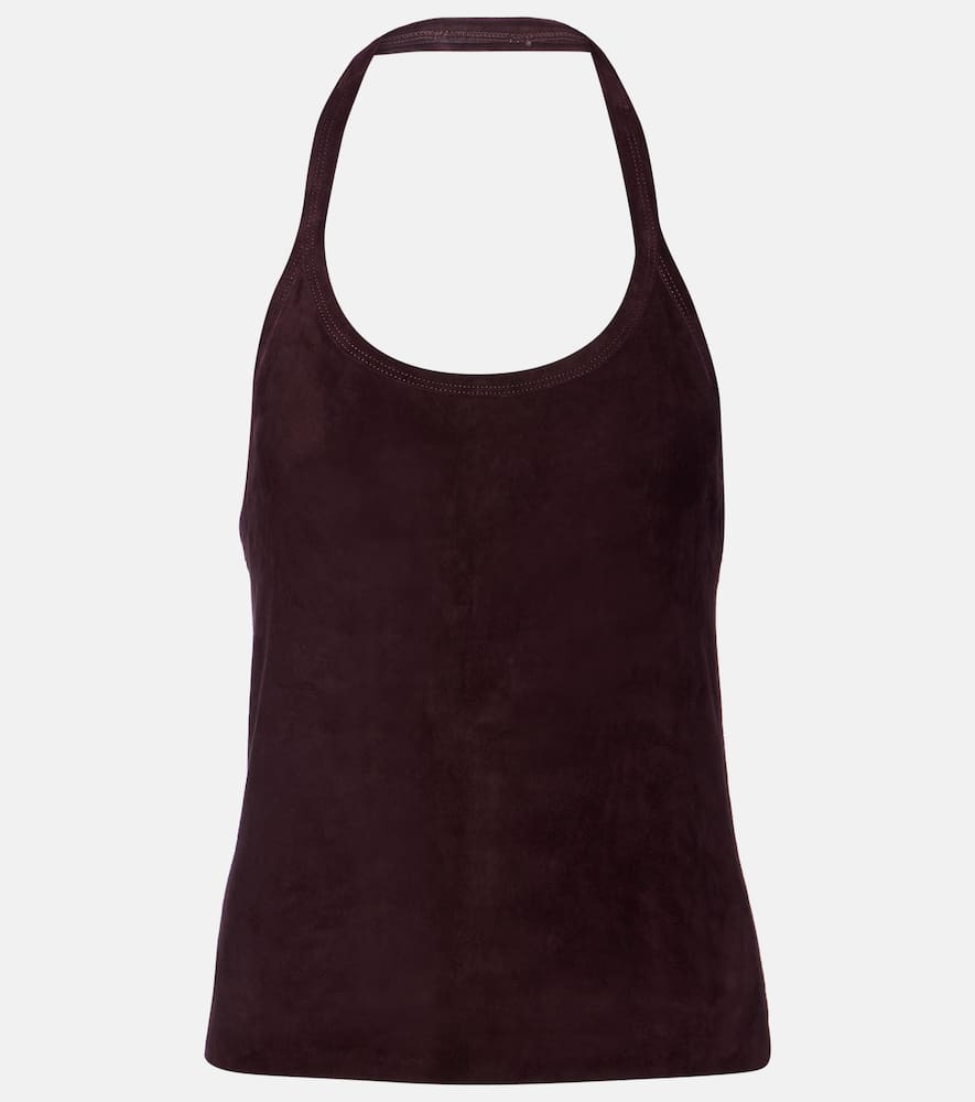 Cherry halterneck suede top