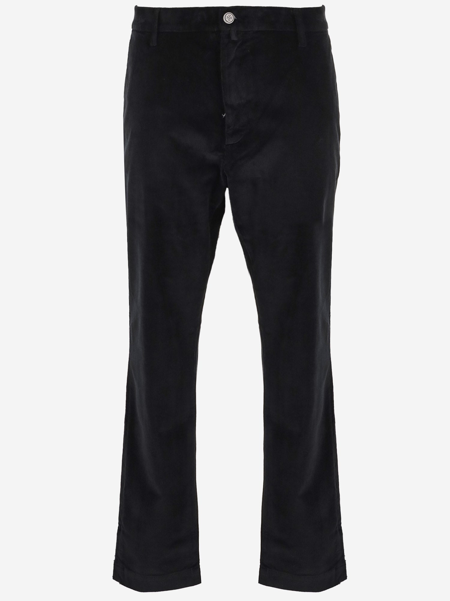 Stretch Cotton Velvet Trousers — Black