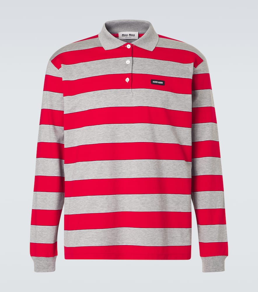 Striped cotton jersey polo shirt