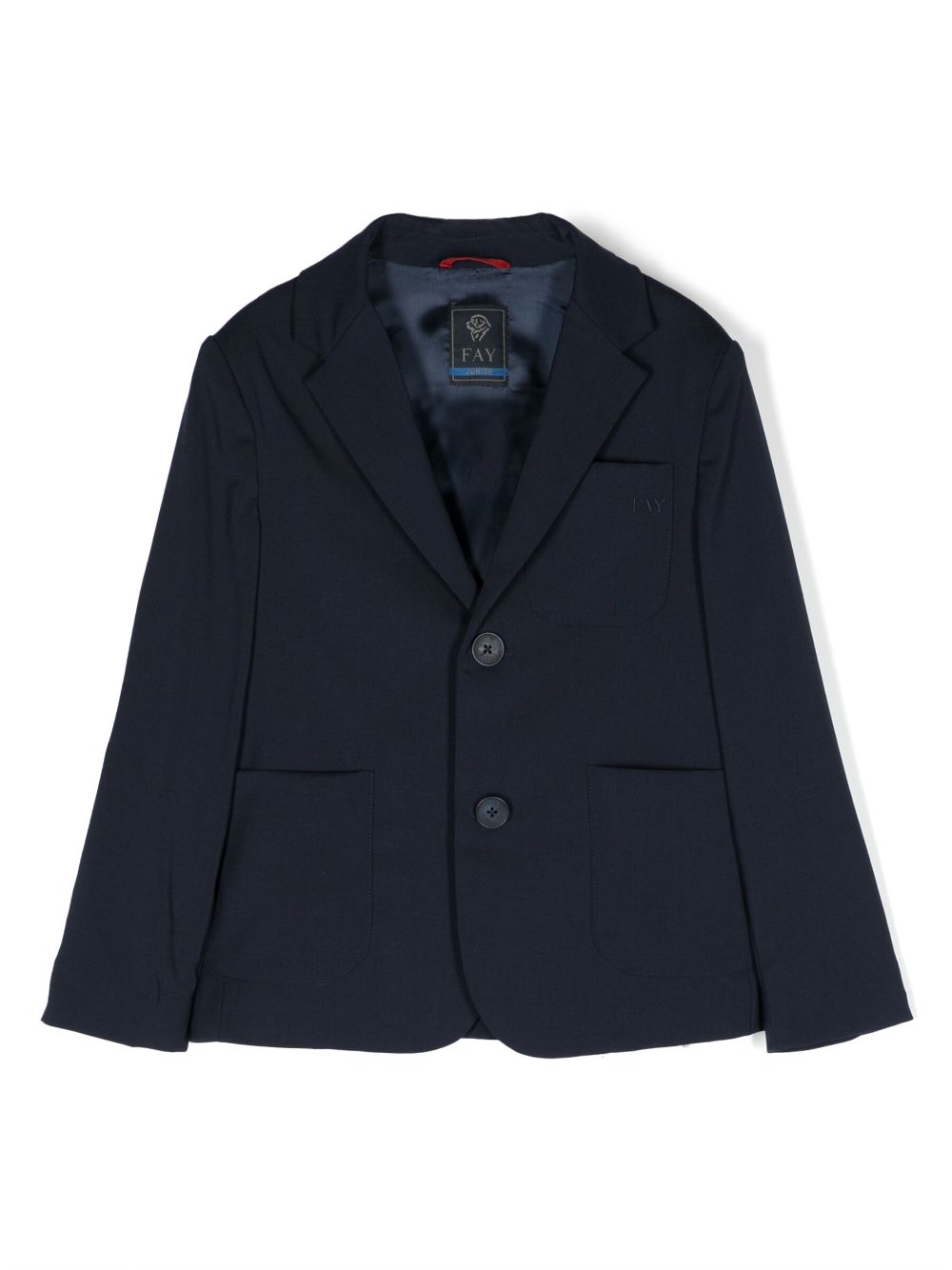Embroidered-logo single-breasted blazer - Blue
