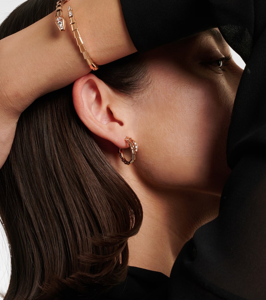 Bvlgari Serpenti Viper 18kt rose gold hoop earrings with diamonds