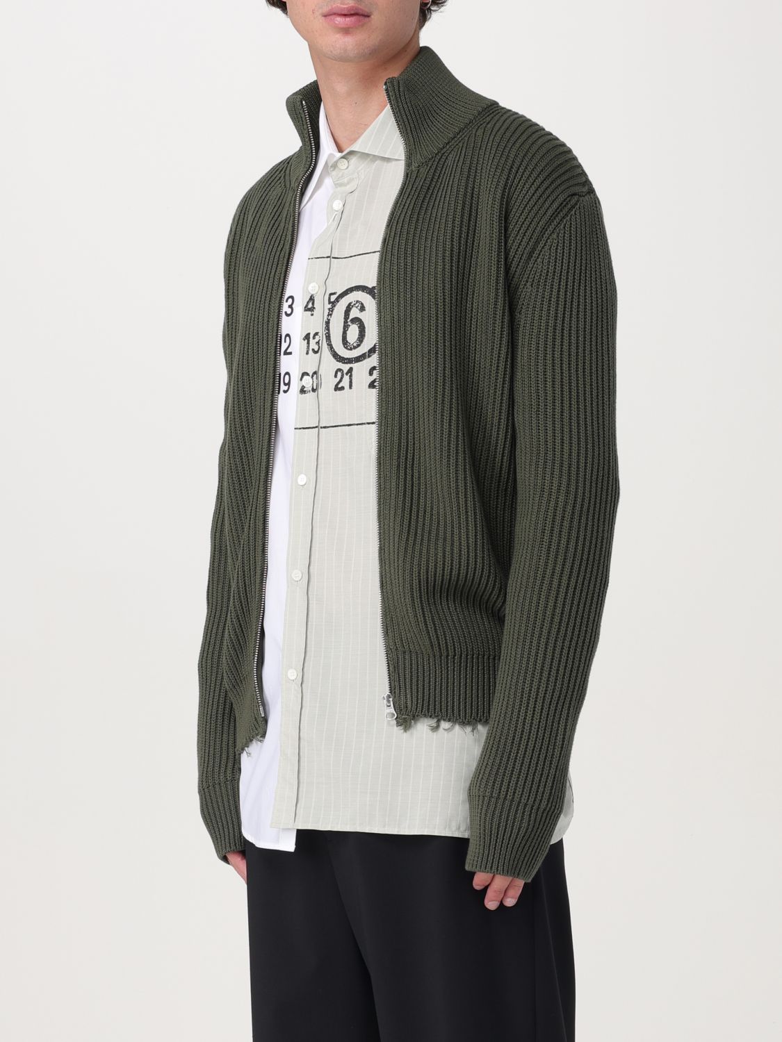 Ribbed zip-up cotton jacket - Green