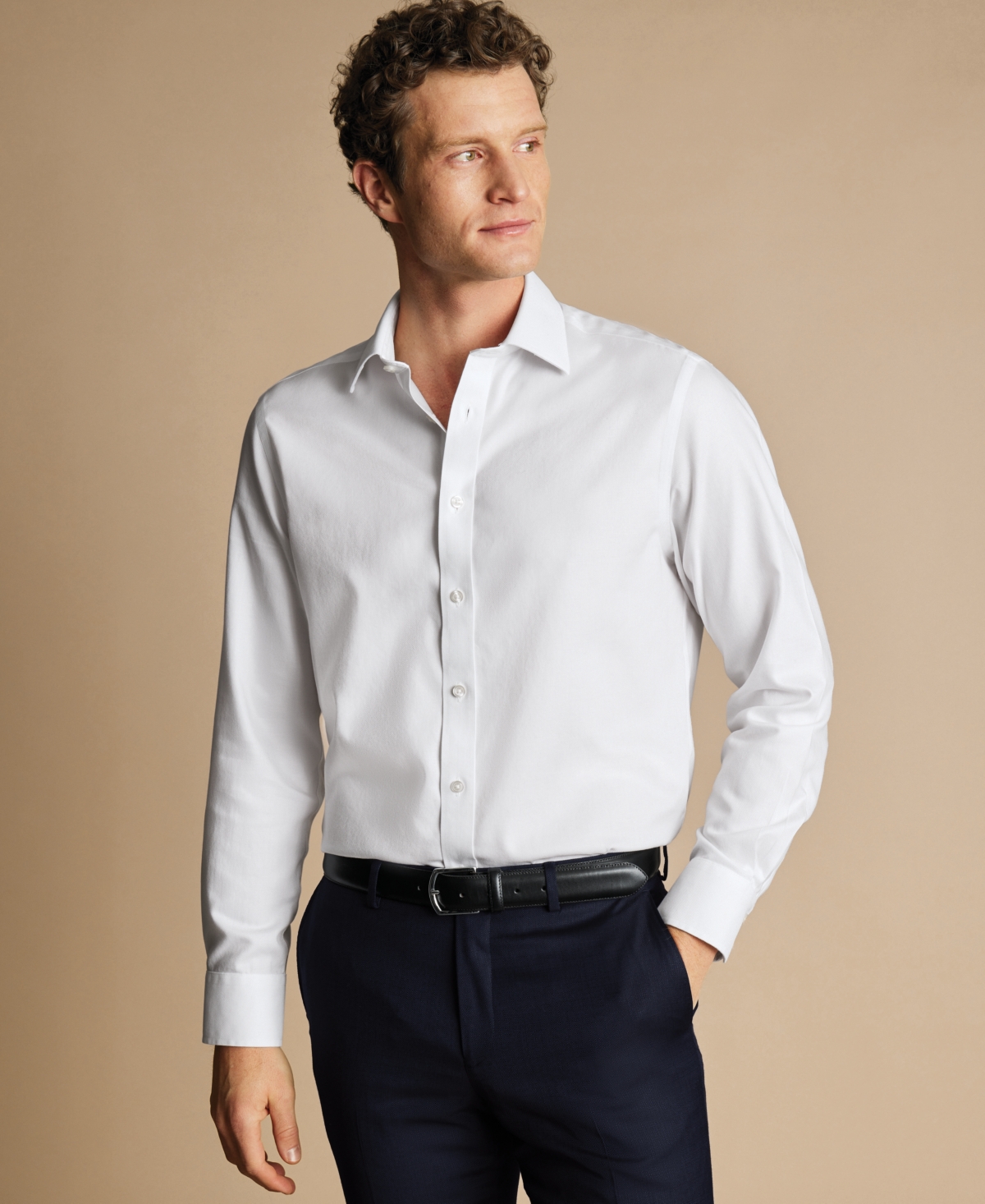 Men's Slim-Fit Non-Iron Royal Oxford Dress Shirt - White