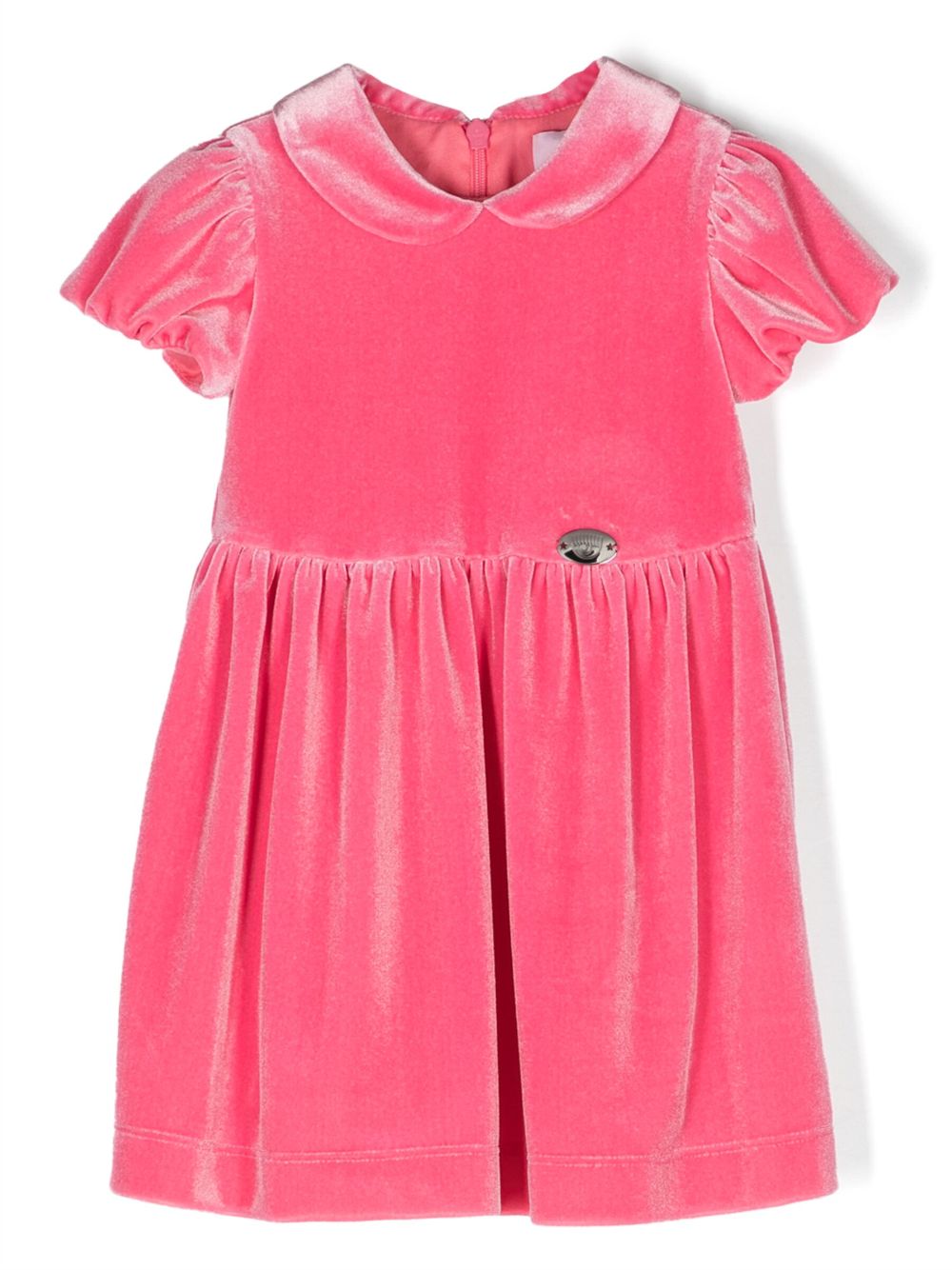 Short-sleeve velvet dress - Pink