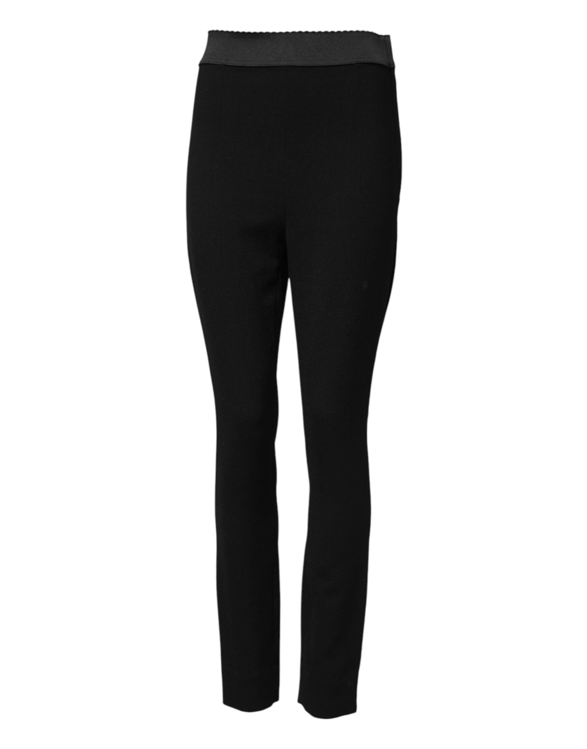 Virgin Wool Stretch Leggings — Black