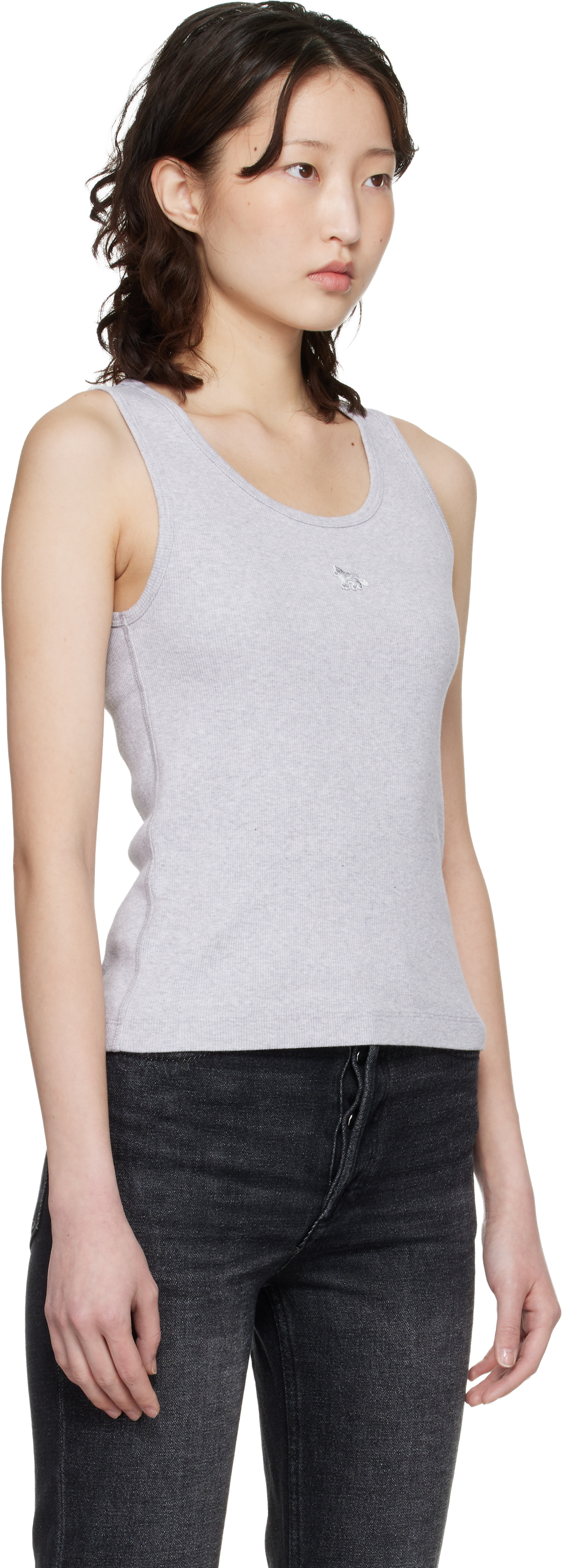 Gray Baby Fox Ribbed Tank Top