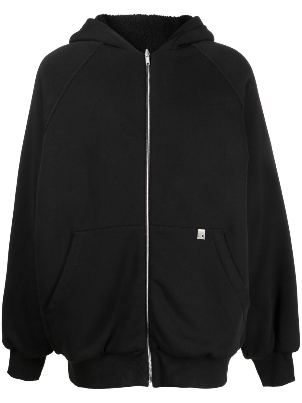 Slogan-print zip-up hoodie - Black
