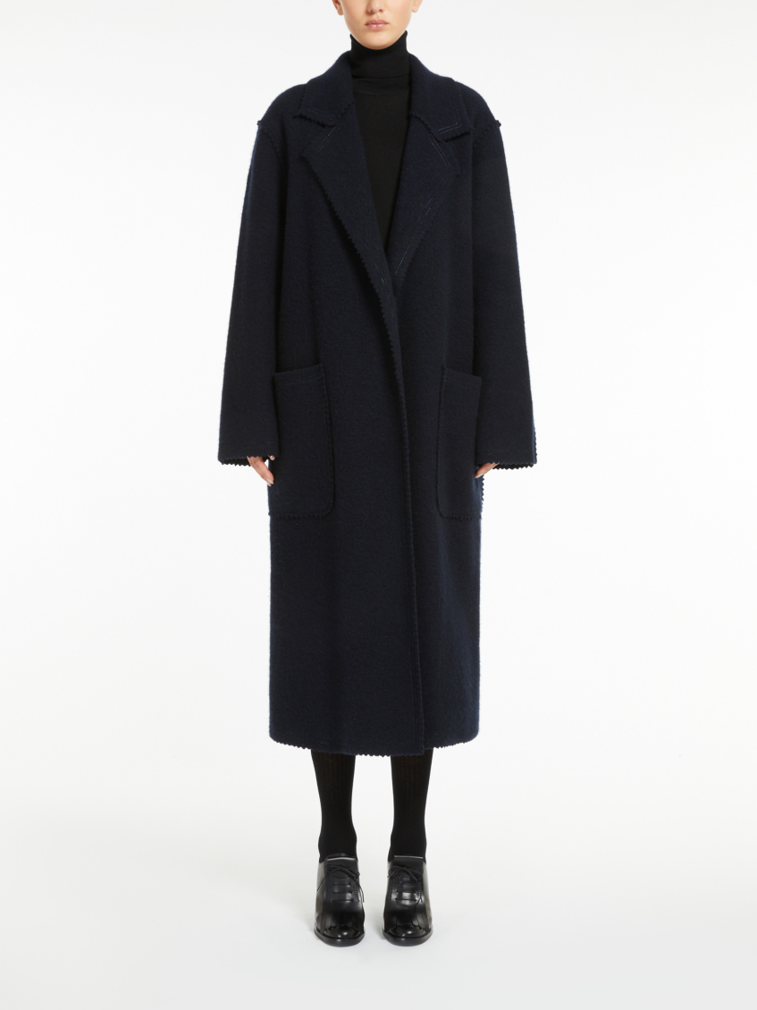 Navy Blue Jene Wool Knit Coat