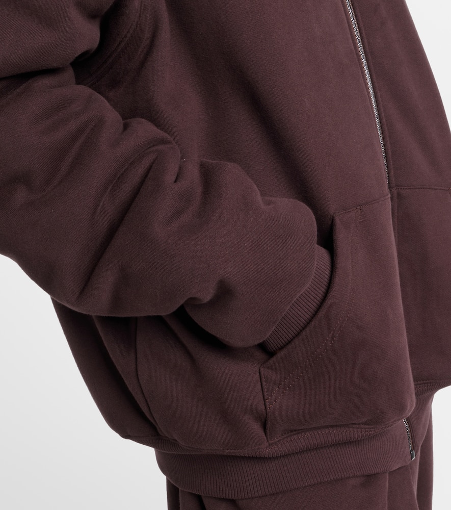 Crochet-trimmed cotton zip-up hoodie