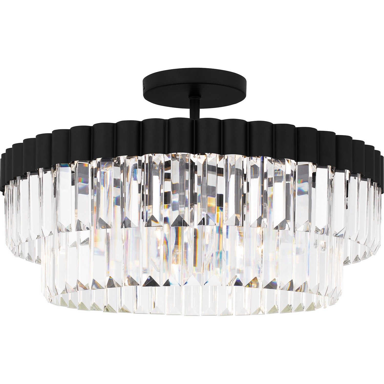 Matte Black Four Light Semi Flush Mount from the Quoizel Semi-Flush Mount Collection