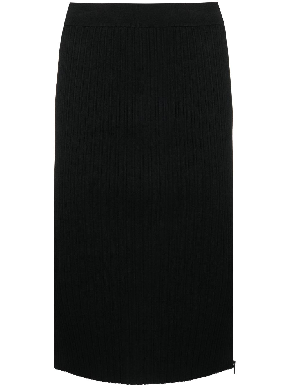 Ribbed silk-blend pencil skirt - Black