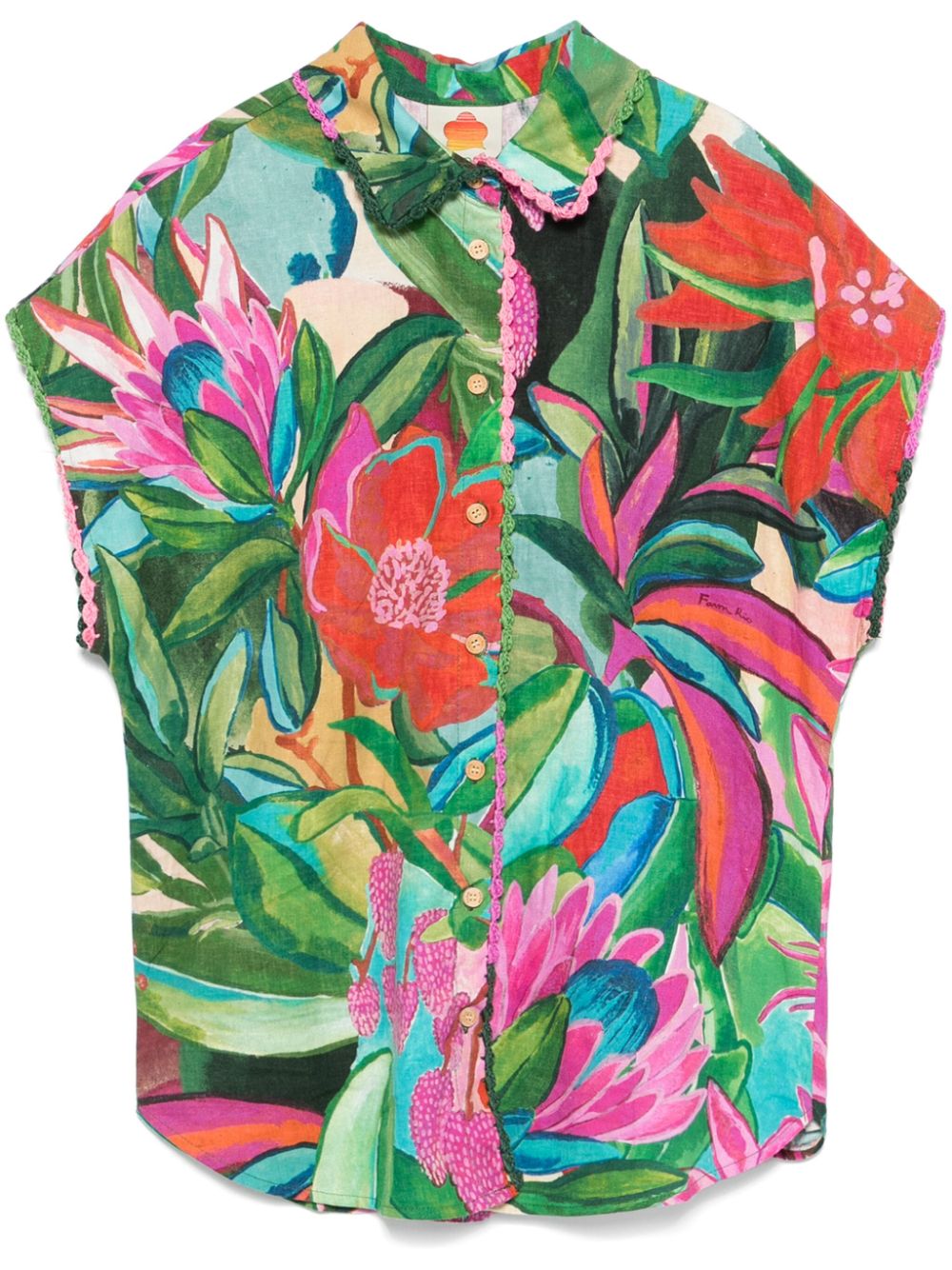 Floral-print shirt - Green