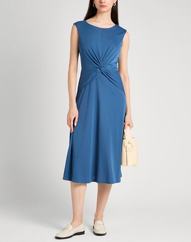 Twist-front Jersey Dress Woman Midi dress Slate blue