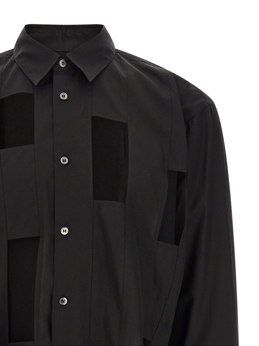 Black Geometric Cut-out Shirt