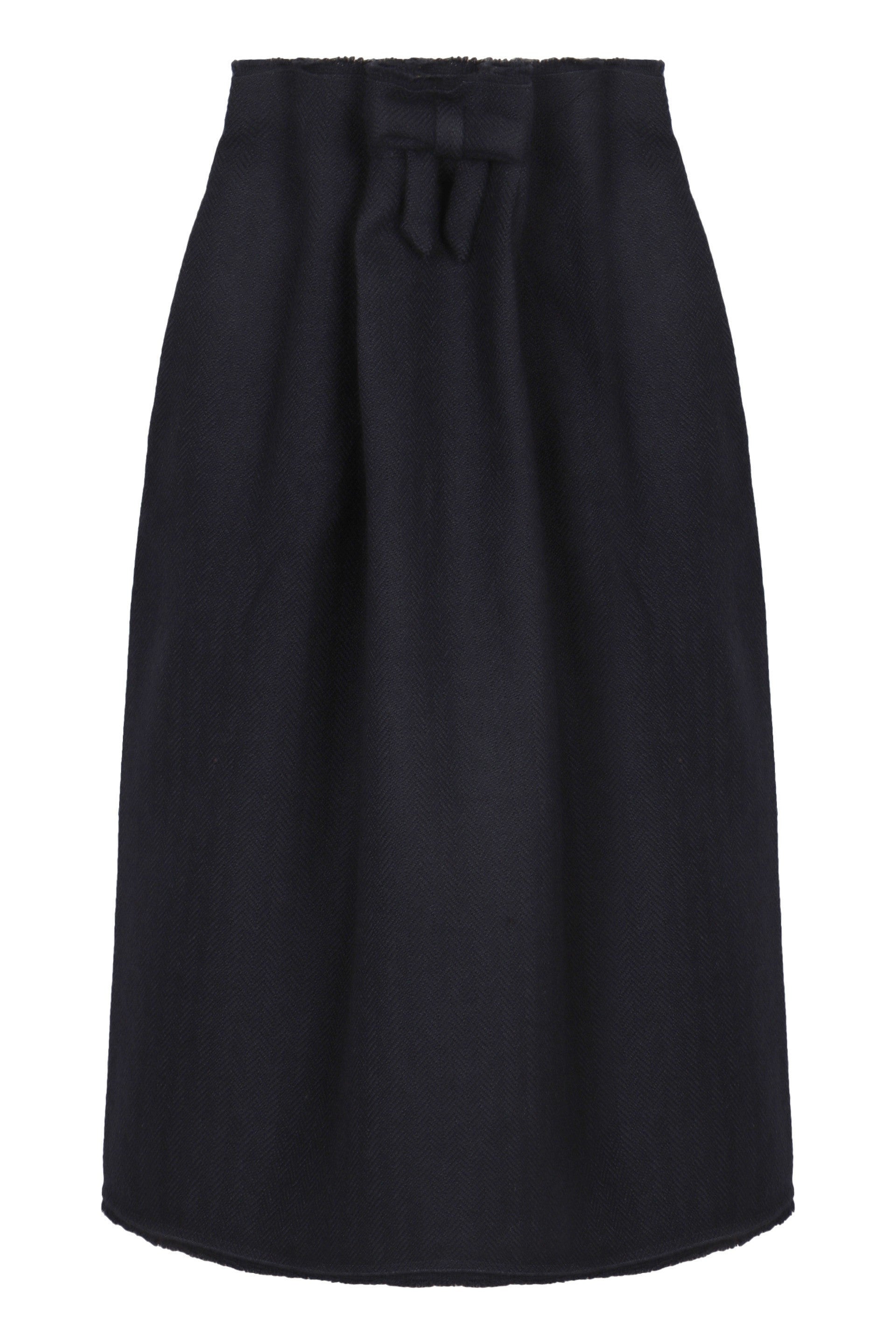 Chevron Wool Midi Skirt with Elastic Waist