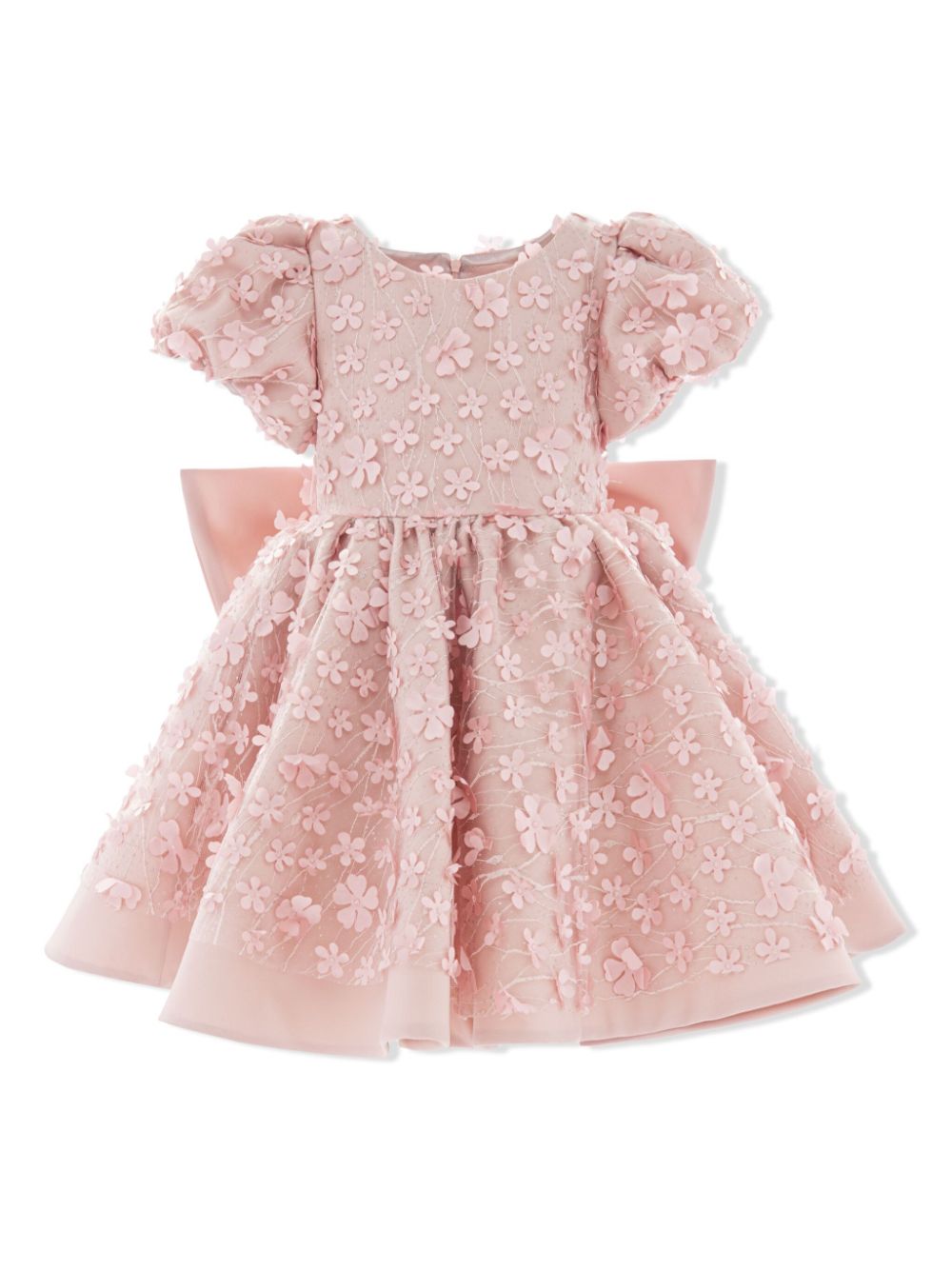 Bow-detail floral-appliqué dress - Pink