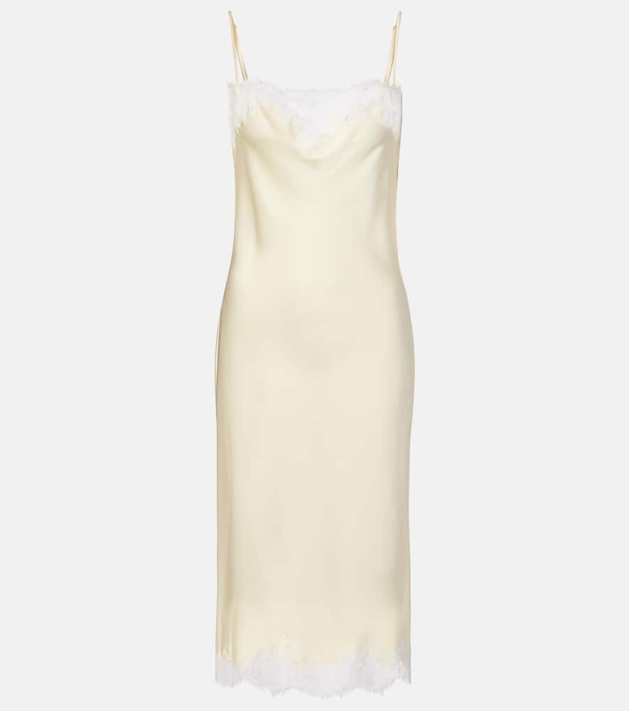 Lace-trimmed satin slip dress