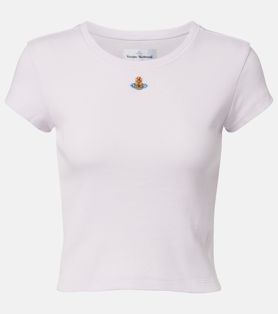 Peru cropped cotton-blend jersey T-shirt