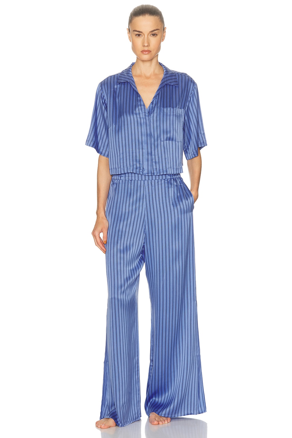 LUNYA Washable Silk High Rise Pajama Set in Blue. - M also in L, S
