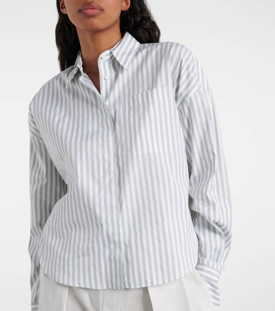 Striped cotton and silk poplin shirt