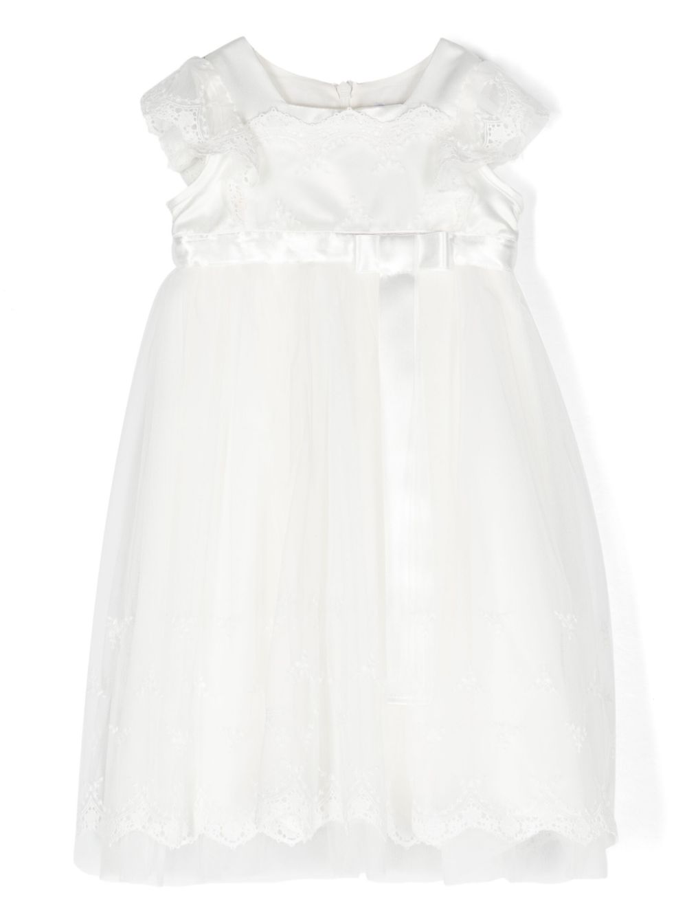 Iconic Chic lace-trim flared dress - White