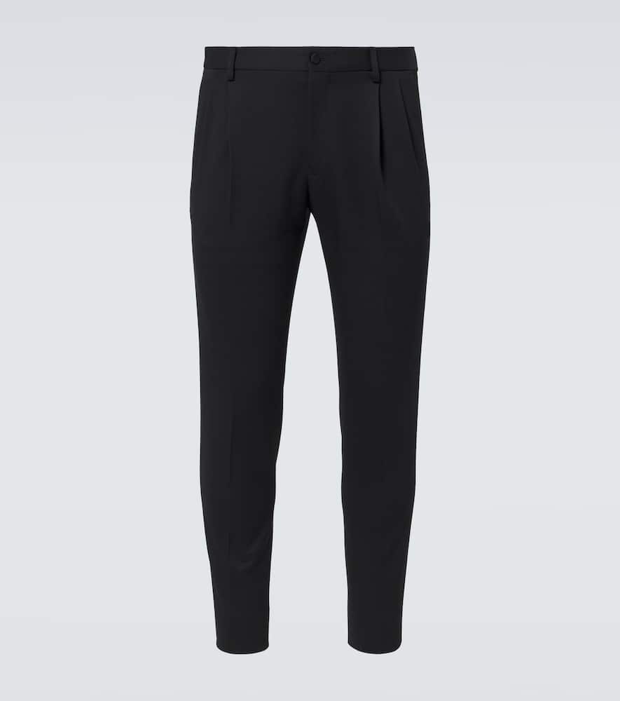 Wool-blend gabardine tuxedo pants