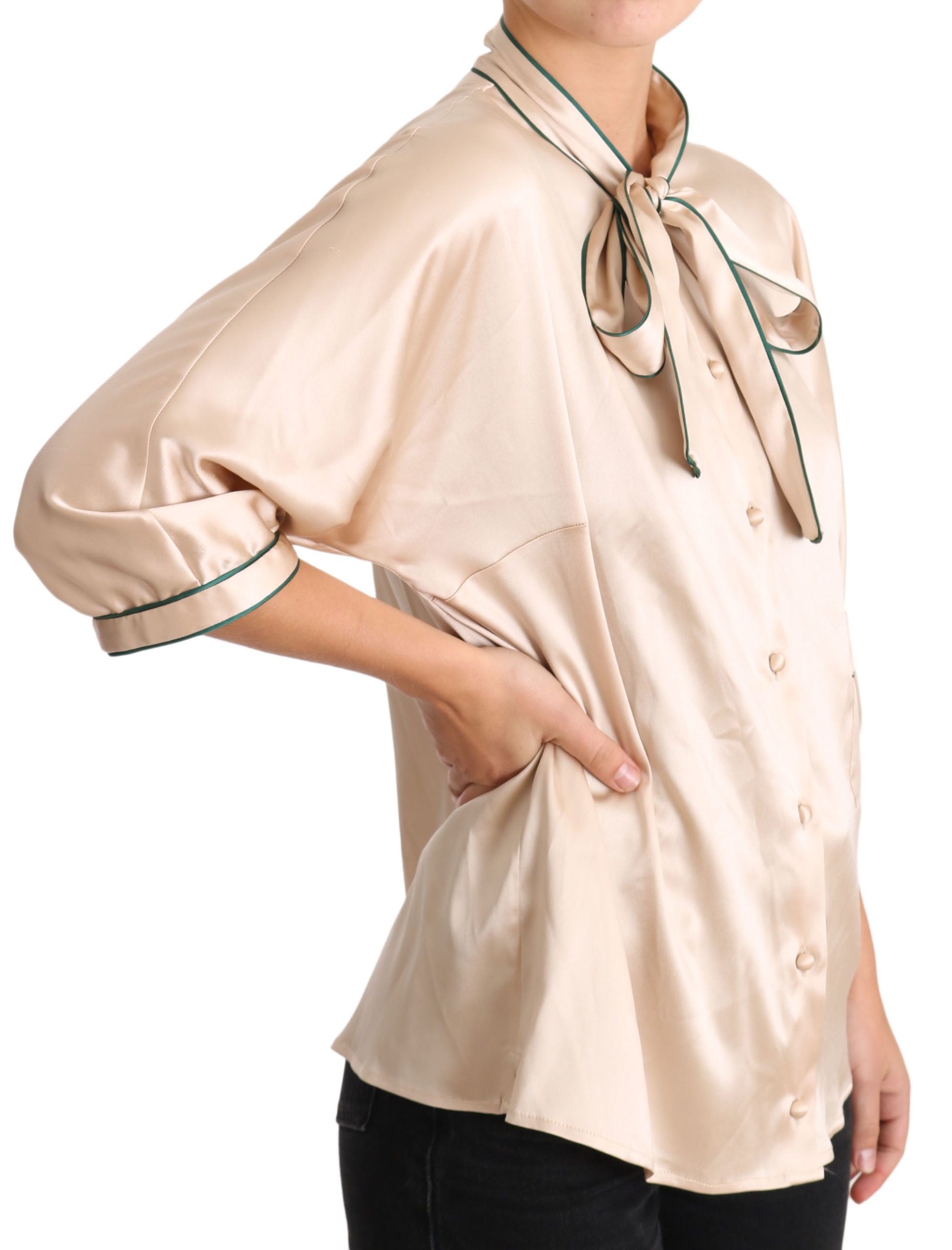Silk Stretch Blouse — Beige