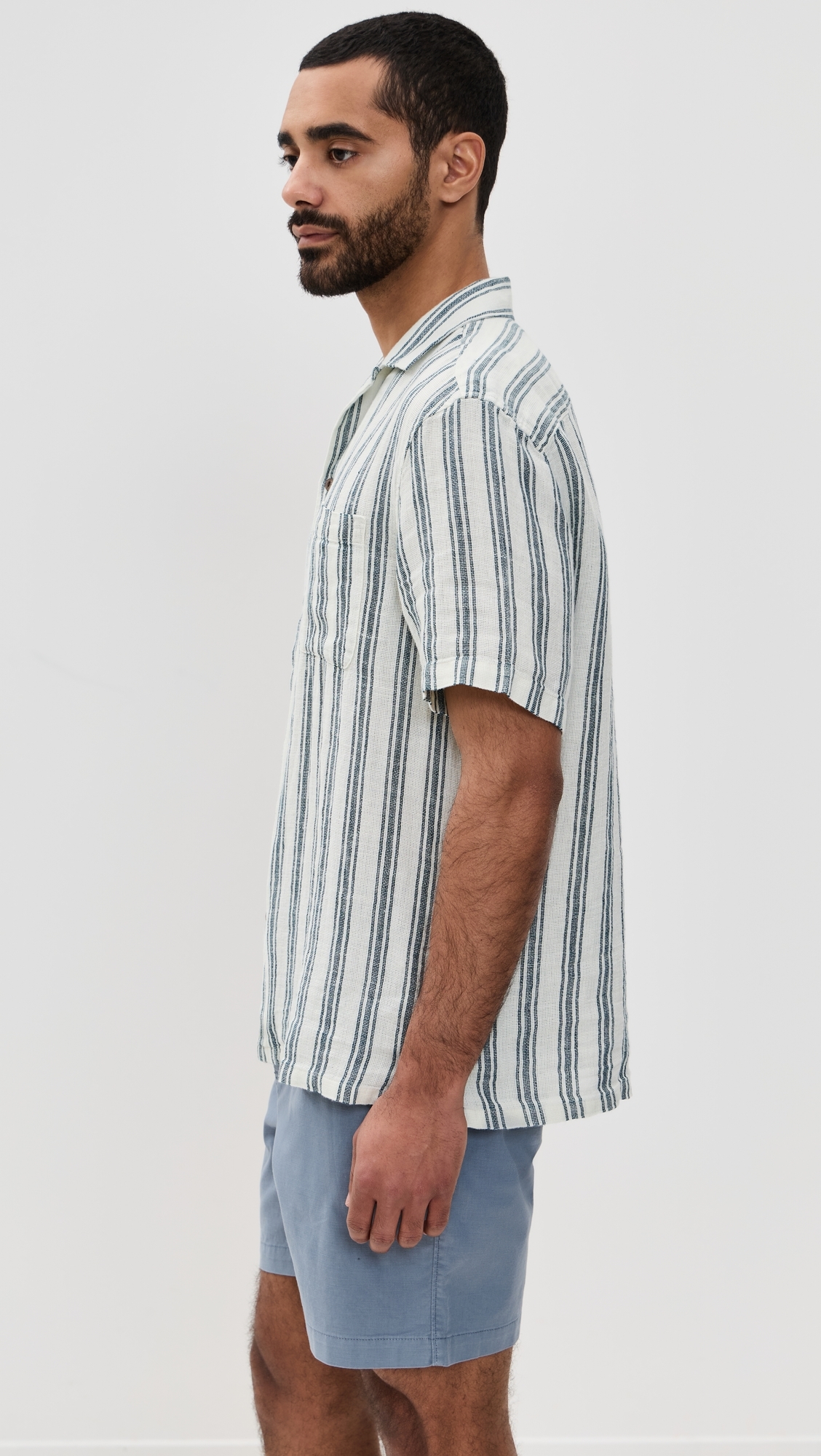 Faherty Palma Linen Camp Shirt Ryecroft Valley Stripe 