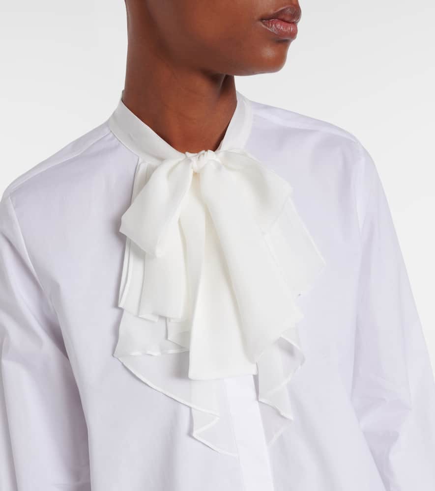 Pure Power bow-detail cotton-blend poplin shirt