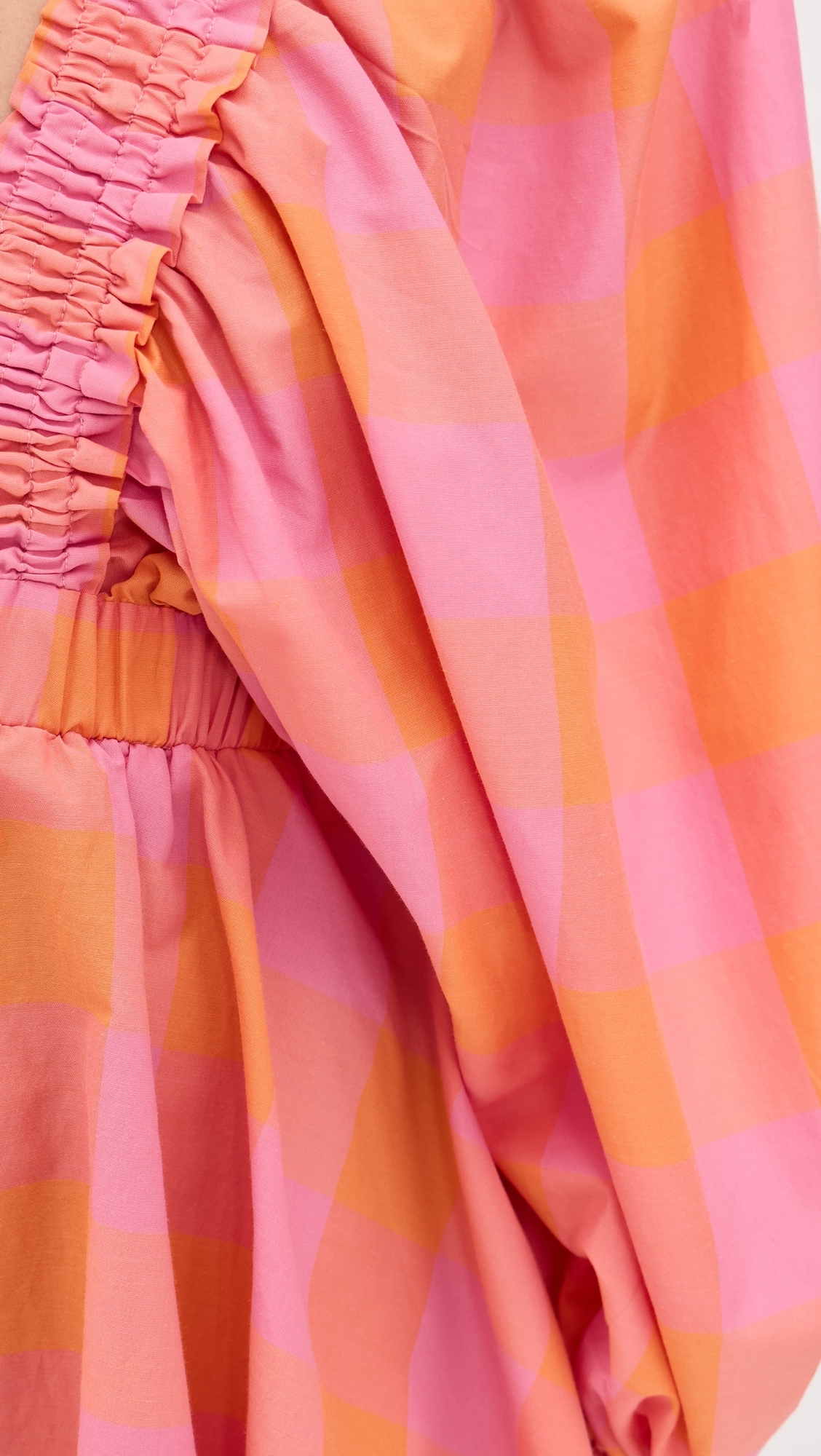 Alicia Romper Big Gingham Orange And Pink L