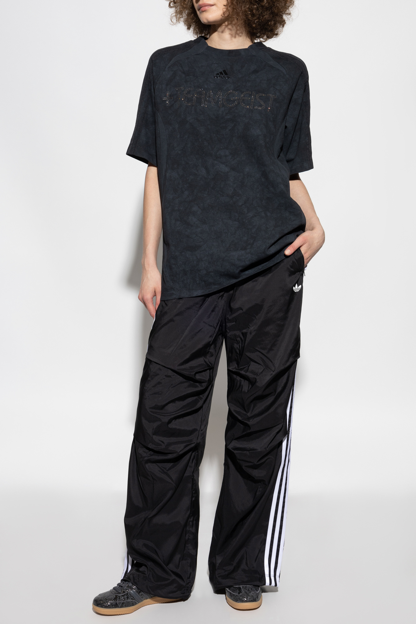 T-shirt With Shimmering Appliqués, Women's, Black