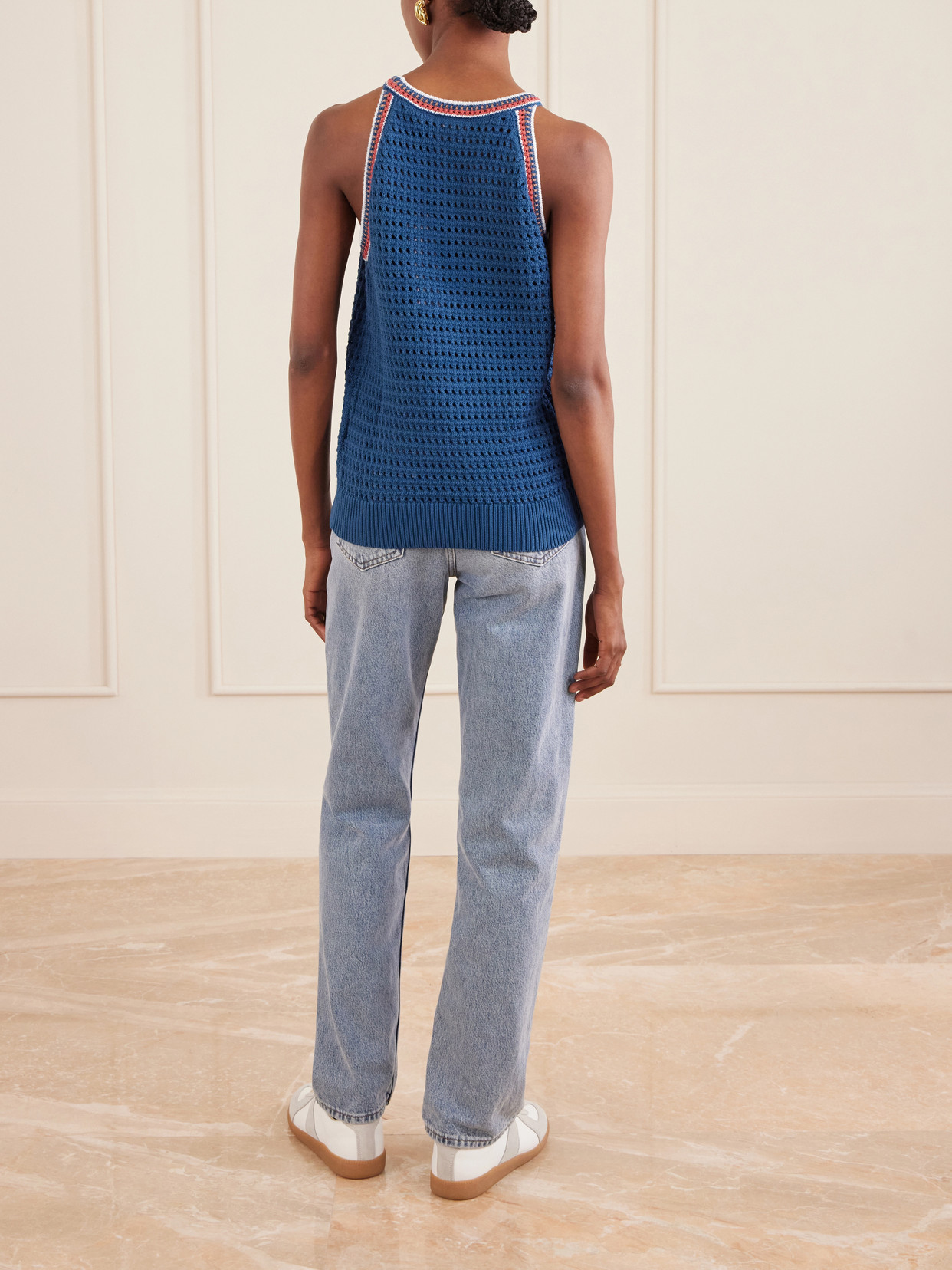 Aberg Crochet-knit Cotton Tank - Blue