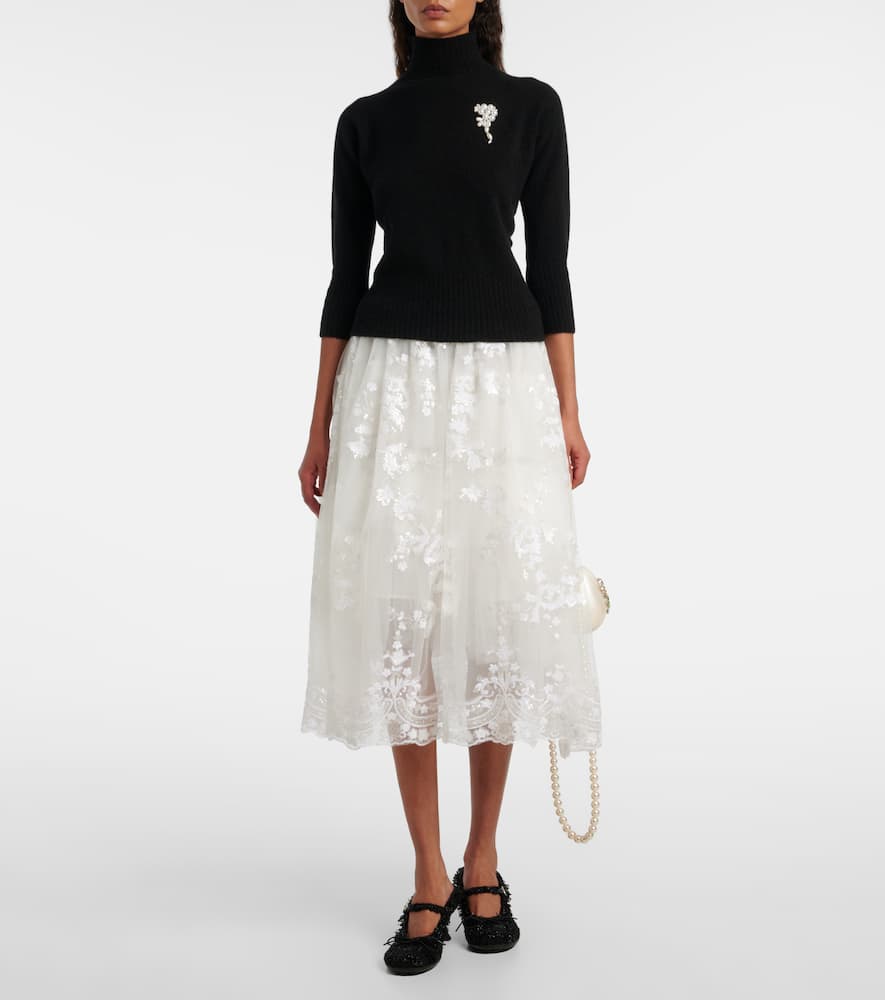 Embellished cashmere turtleneck sweater