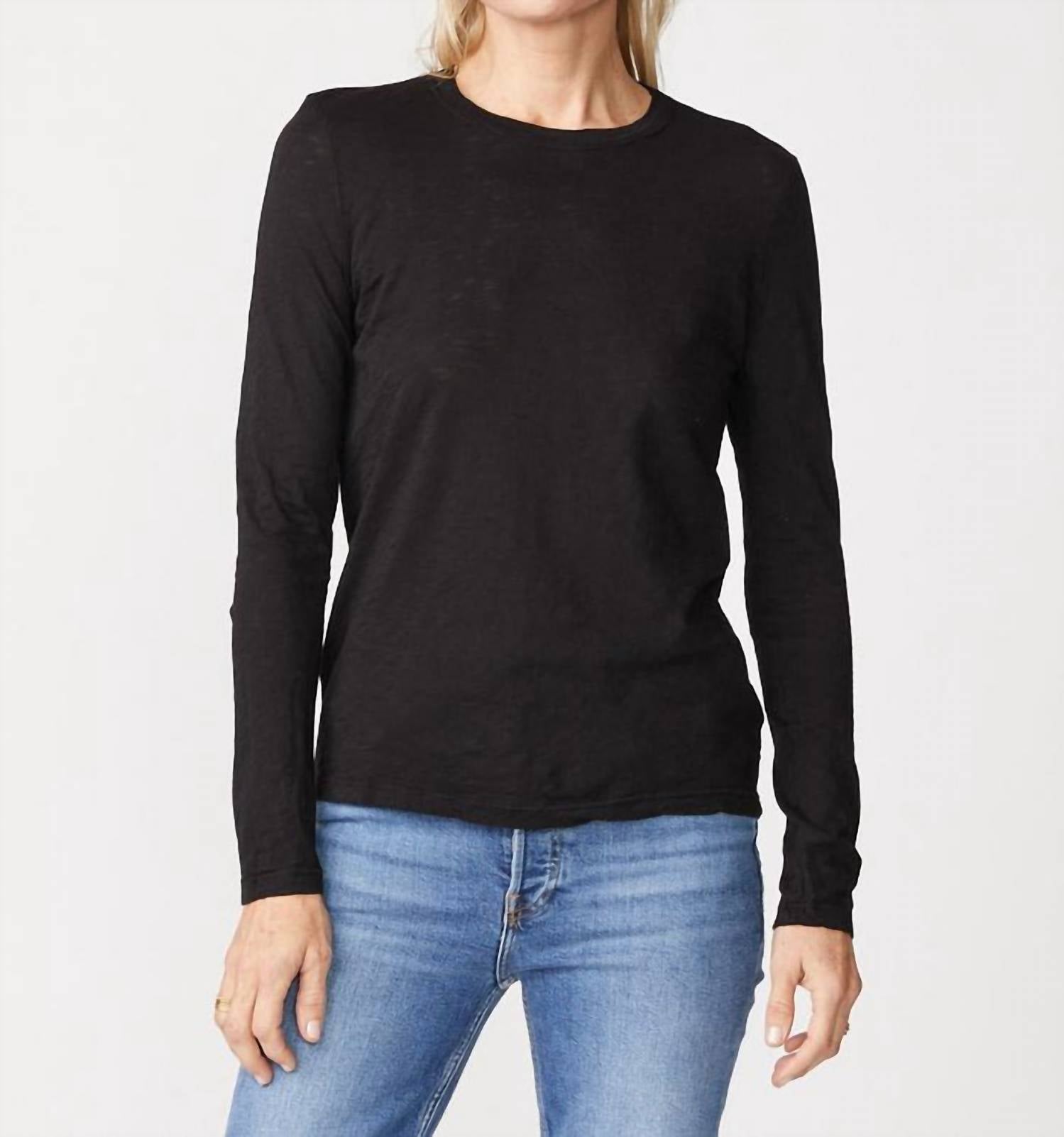 Supima Slub Jersey Long Sleeve Top In Black
