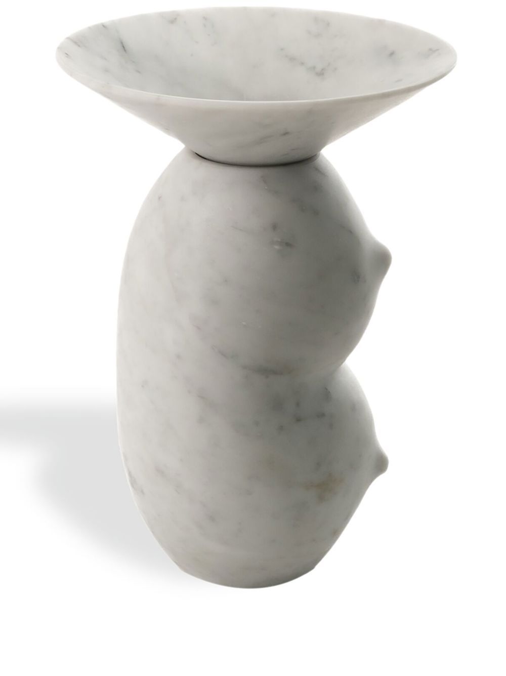 Clelia sculpted marble vase - White