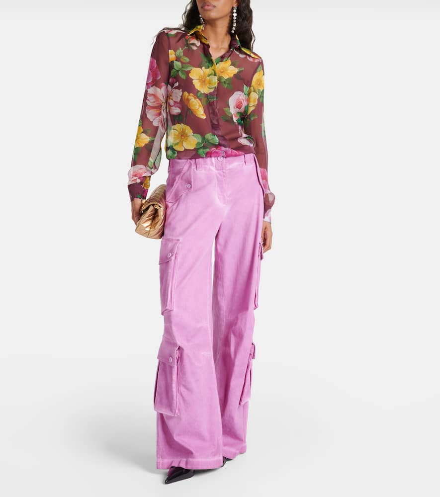 Printed silk chiffon blouse