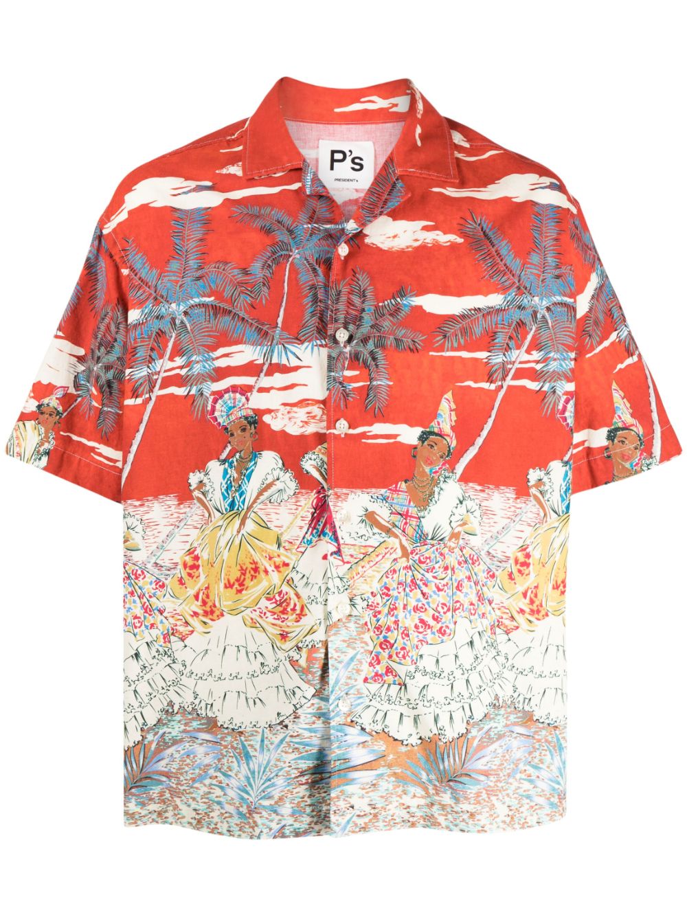 Graphic-print short-sleeve shirt - Red