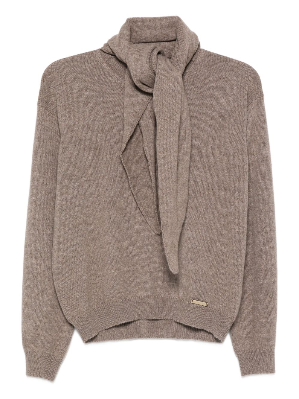 Tie-neck jumper - Brown