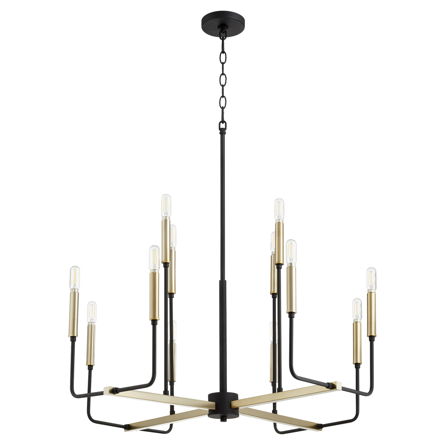 Lacy 12-Light Chandelier in Textured Black w with Aged Bra