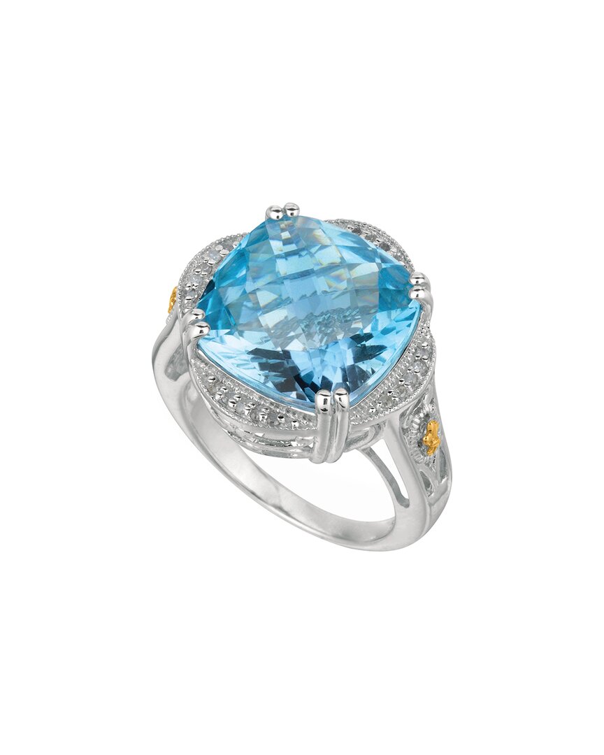Silver 0.1 Ct. Tw. Diamond & Blue Topaz Cocktail Ring