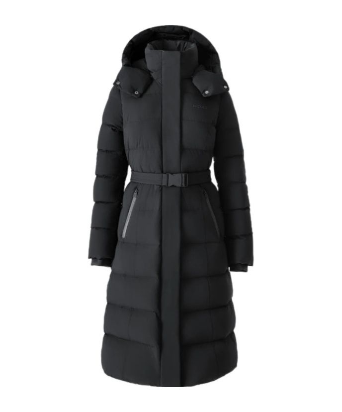 CORALIA-CITY Recycled Down Coat with Storm Visor and Belt