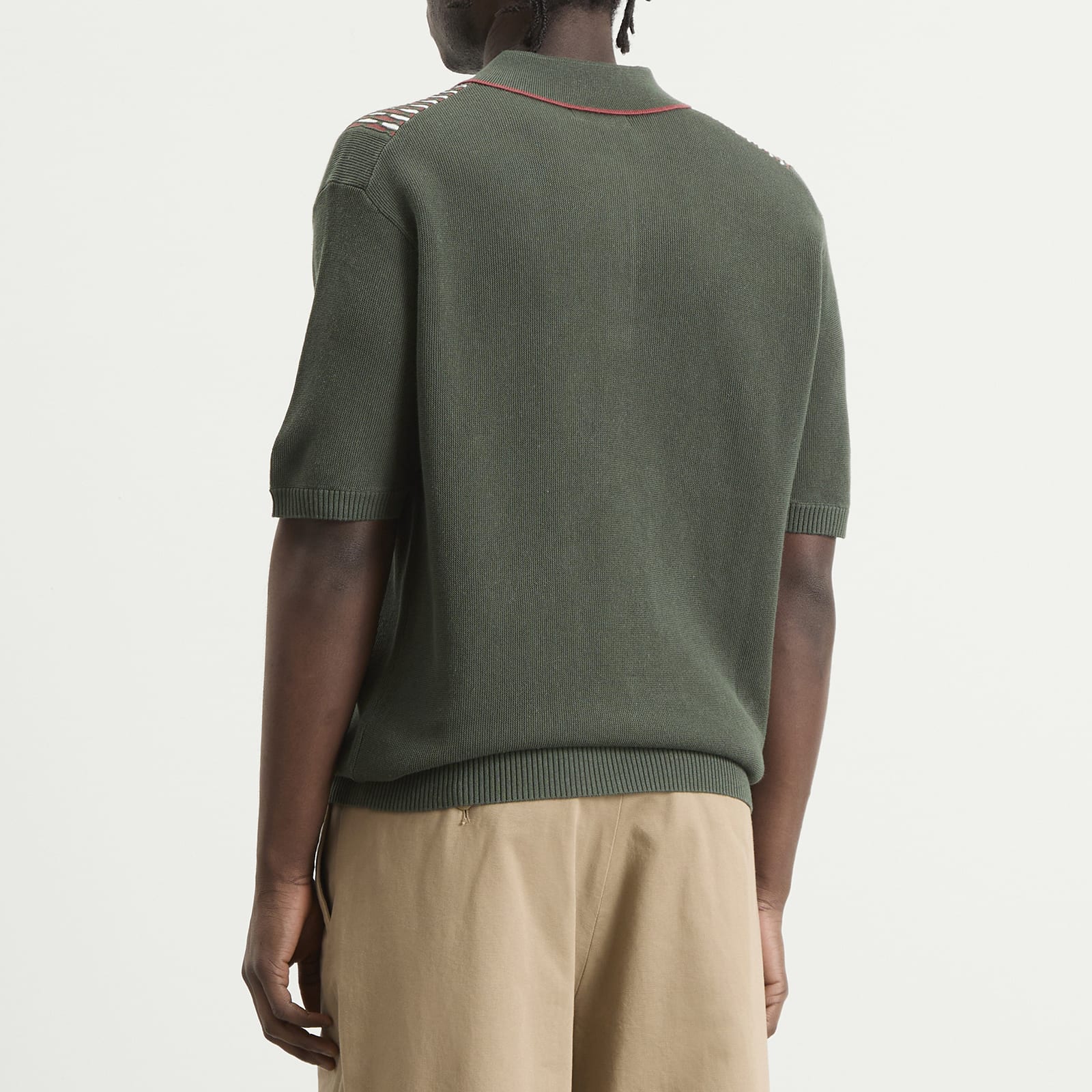 Men's Jacquard Stripe Knit Polo in Green