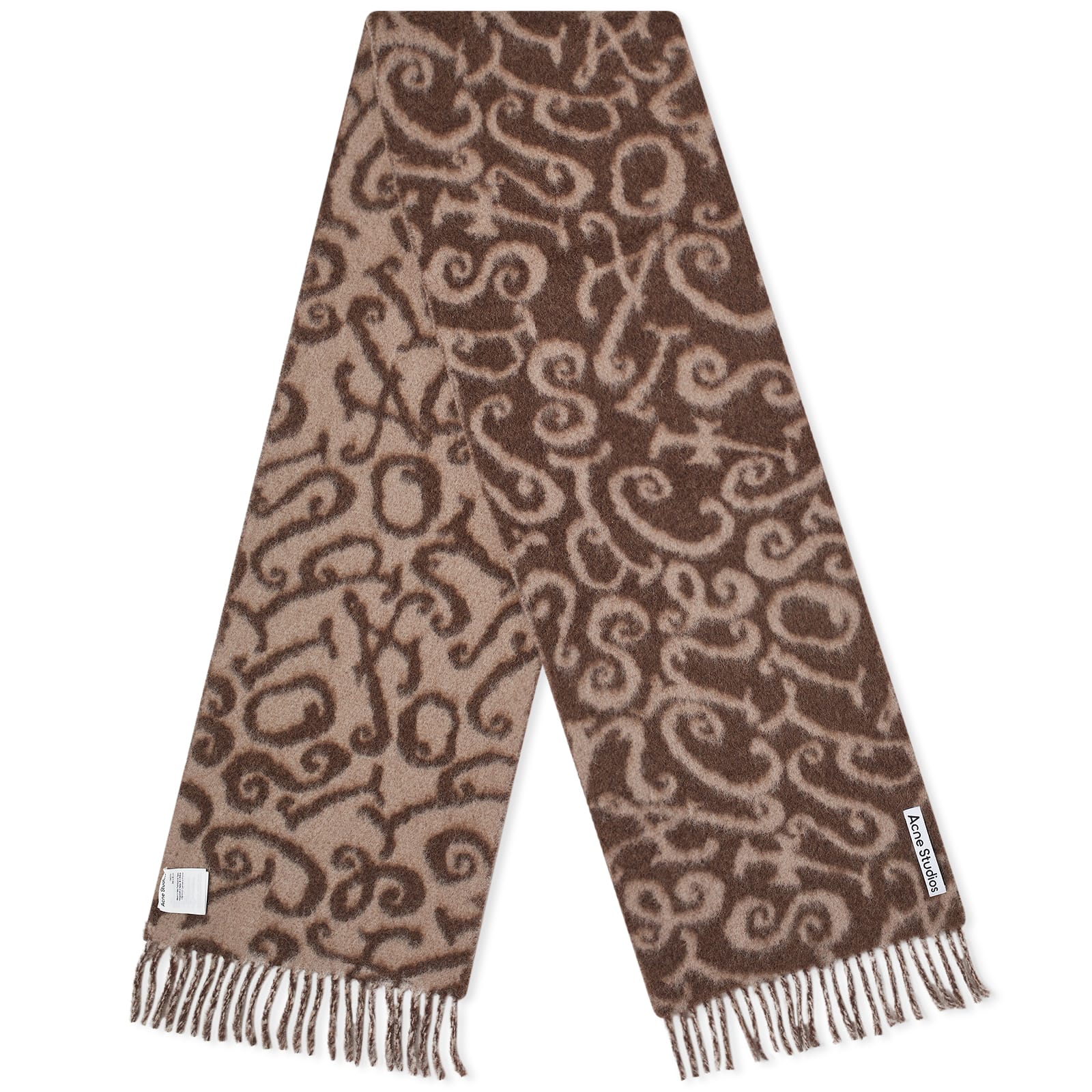 Men's Volf Monogram Scarf in Brown/Beige